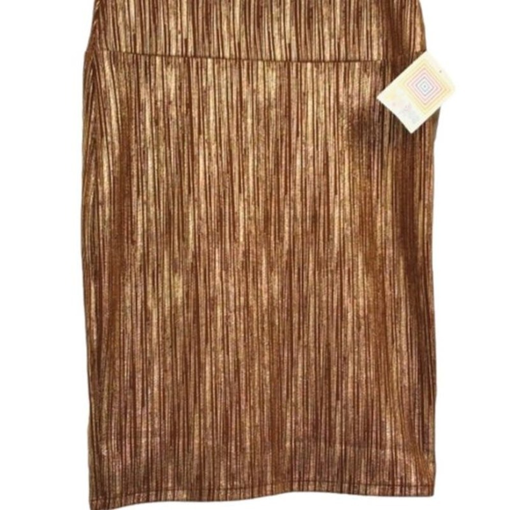 New LuLaRoe Skirt M Cassie SHIMMER GOLD BRONZE Pencil Spandex Stretch